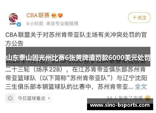 山东泰山因光州比赛6张黄牌遭罚款6000美元处罚 山东泰山因光州比赛6张黄牌遭罚款6000美元处罚